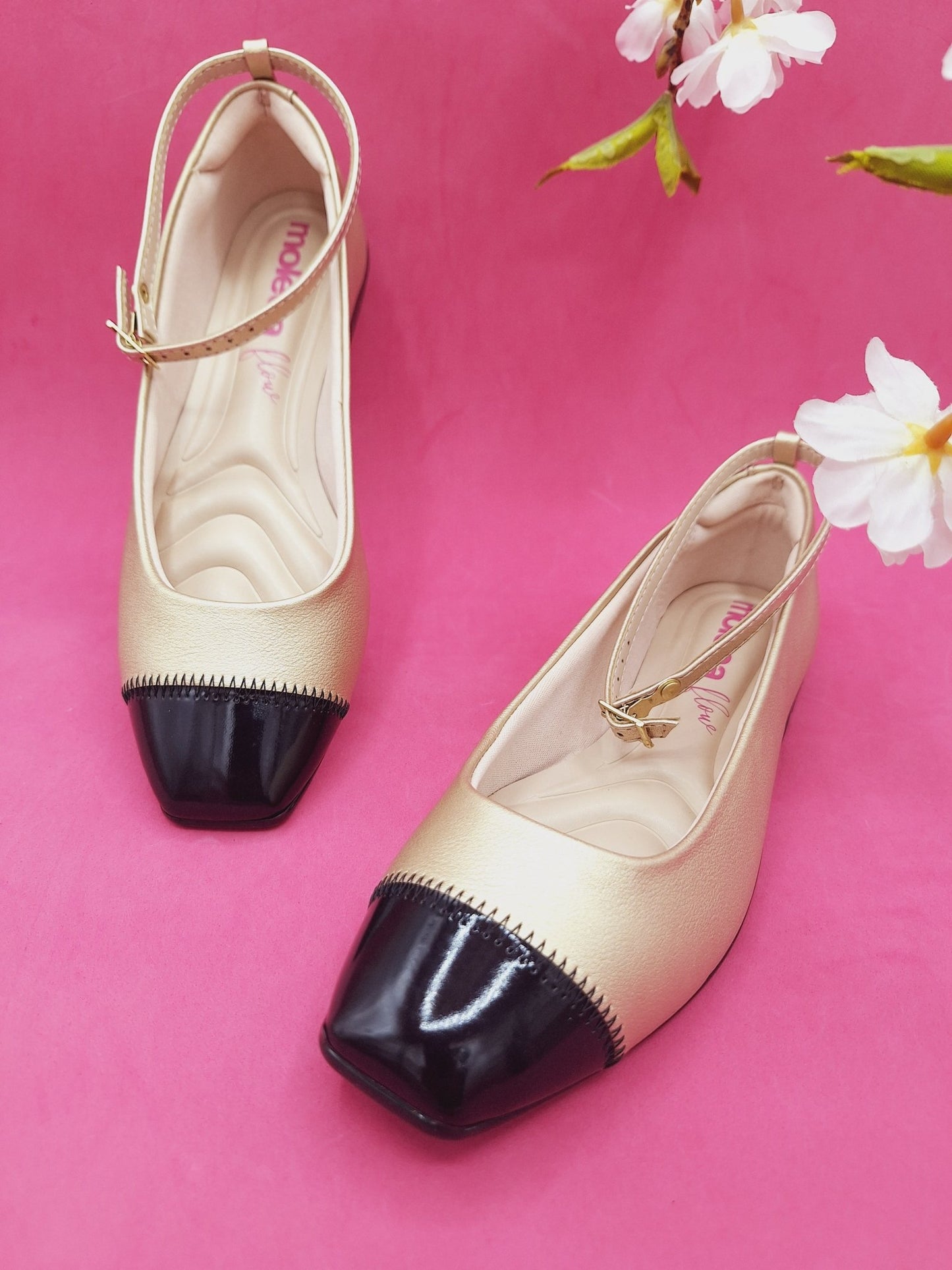 Flats bicolor negro y dorado - Magicas Princesas RD