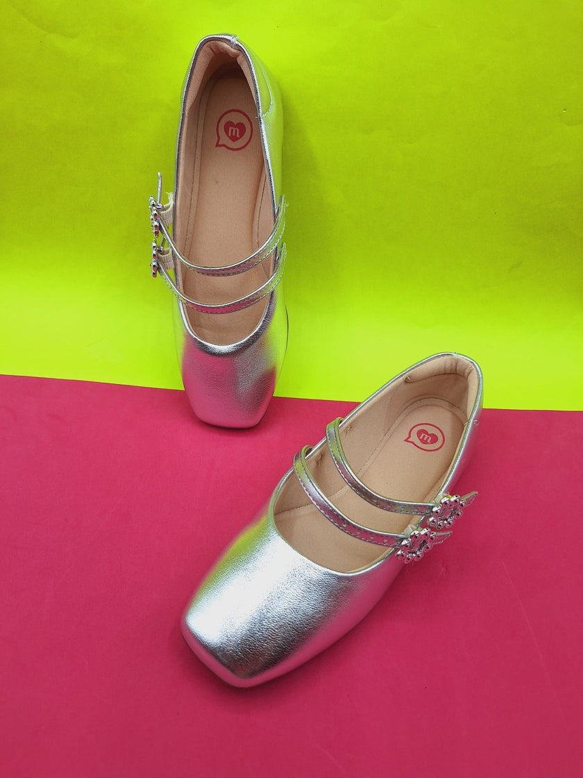 Ballerinas plateadas doble cierre Molekinha.